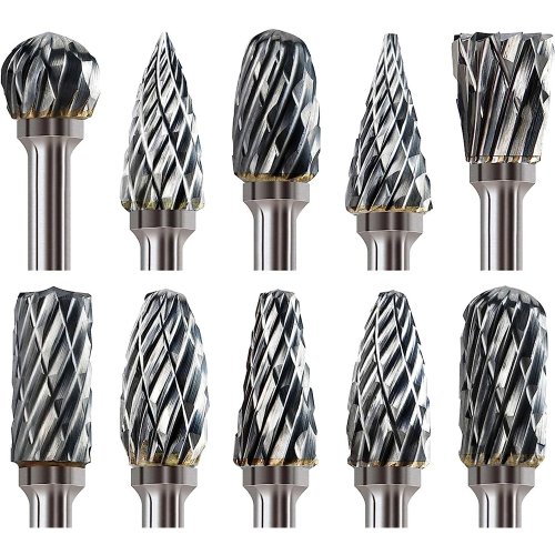 Afbeelding van 10-delige carbide borenset compatibel met Dremel 1/8 inch schacht, stiftslijper accessoires voor hout, metaal en precisiegravure