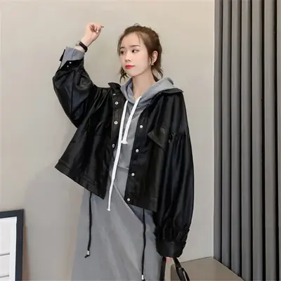 Image de Veste Faux Cuir Femme Oversize - Style Streetwear Automne-Hiver
