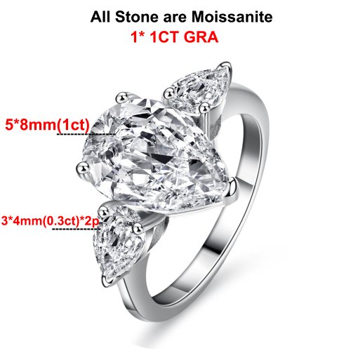 Imagen de Anillo de Compromiso con Moissanita en Forma de Gota de Agua