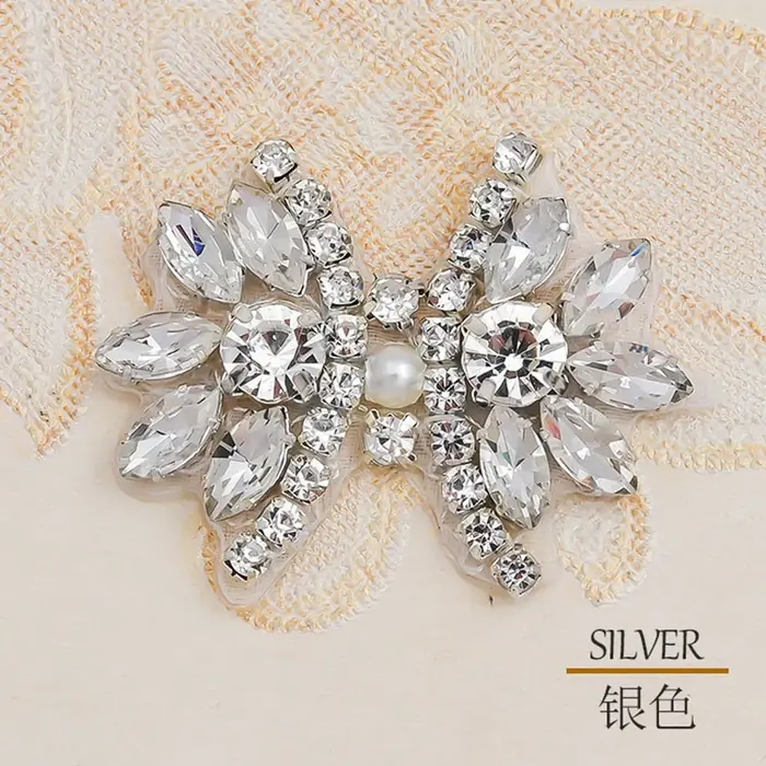 Image de Nœud Cristal Mariée - Applique Strass pour Robe de Mariage