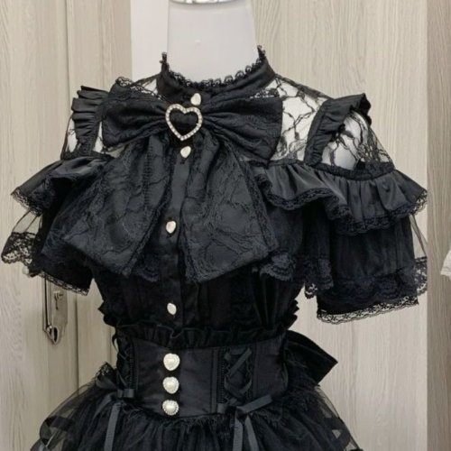 Zdjęcie Japońskie Kawaii Lolita koronkowe patchworkowe bluzki letnie kobiety Harajuku pojedyncze piersi słodkie koszule letnie dziewczęce JK topy z kokardką Blusas