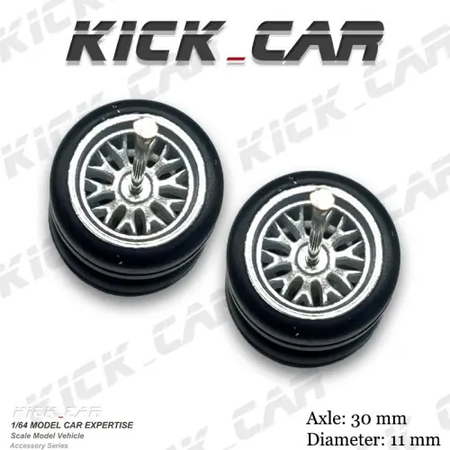 Image de Roues 1:64 avec Pneus en Caoutchouc - Accessoire pour Voiture Miniature