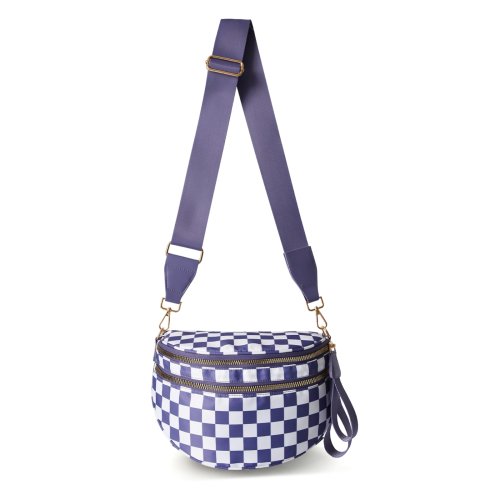 Afbeelding van DOYOGI Zwart-wit Geruite Ruime Heuptas Crossbody Tassen voor Vrouwen Nylon Reizen essentials Mama Tas Luiertas voor Moeder