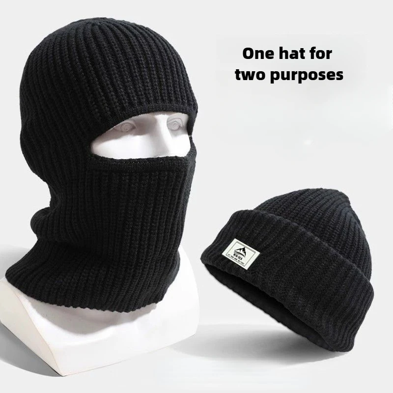 Warm Gebreide 2-in-1 Winter Bivakmuts met Volledig Gezichtsmasker – Winddichte Ski- en Motorhoed voor Mannen en Vrouwen