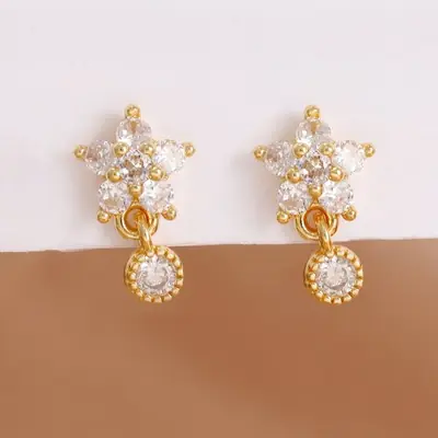 Image de Boucles d'oreilles élégantes en acier inoxydable avec zircons