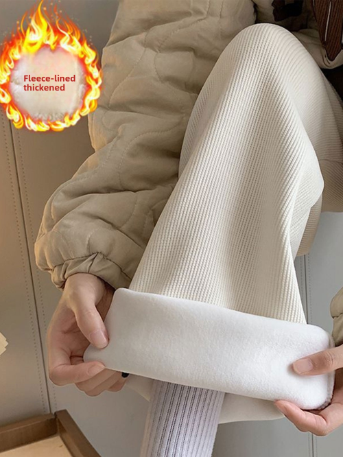 Immagine di Pantaloni a Gamba Larga in Pile per Donna – Pantaloni Lunghi Invernali con Vita Alta, Stile Casual e Comfort Massimo