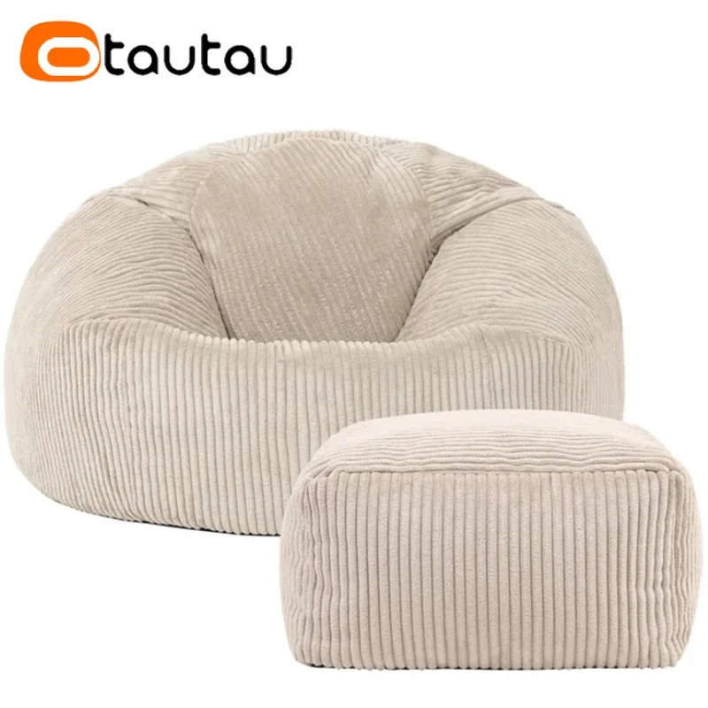 Afbeelding van OTAUTAU Corduroy Zitzak Poef Cover Zonder Vulmiddel Luie Vloer Zitzak Stoel Sac Bladerdeeg Poef Lounger Frameloze Meubels DD025