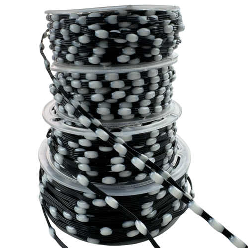 Image of Waterproof RGB Addressable LED Pixel String Light with WS2811 IC – 1000 LEDs, 1.5cm Pitch, DC 5V/12V, Full Color, IP67 Rating, 3-Pin Black Wire