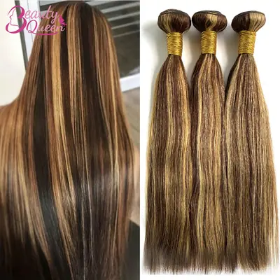 Image de Extensions Cheveux Brésiliennes Lisses Blond Ombré