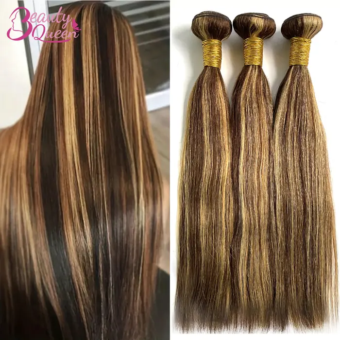 Image de Extensions Cheveux Brésiliennes Lisses Blond Ombré