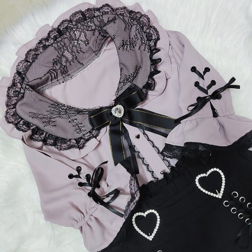 Image of Adorable Kawaii Women's Long Sleeve Blouse in Jirai Kei Lolita Style – Sweet Y2K Japanese Fashion Top for Casual and Elegant Everyday Wear 2024