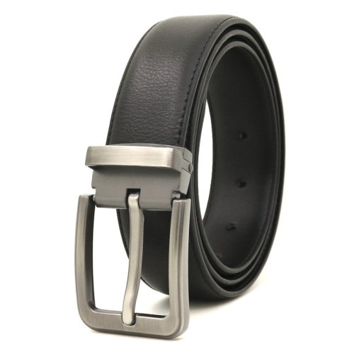 Imagen de Cinturón de cuero blanco de 3,3 cm con hebilla, pantalones juveniles, cinturón informal, cinturón original para hombres y mujeres