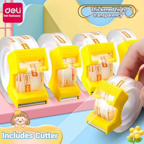 Immagine di Nastro Trasparente con Dispenser - Confezione da 2 Rotoli per Ufficio, Scrivania, Artigianato e Confezioni Regalo