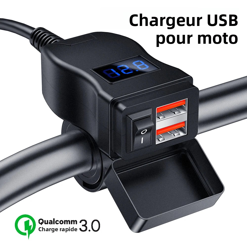 Bild von Extractme 6,4 A QC3.0 PD Motorrad USB Ladegerät Wasserdicht 12 V Netzteil Adapter mit Schalter Voltmeter Buchse Moto Zubehör