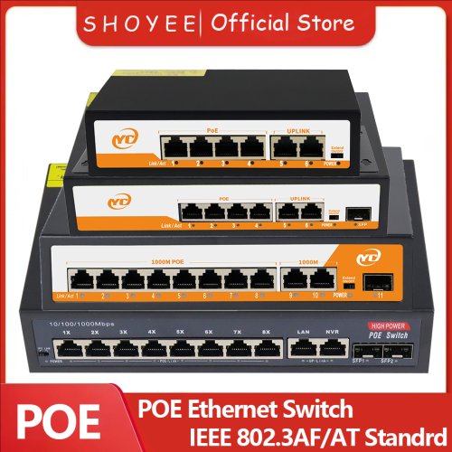 Bild von PoE Ethernet Switch mit SFP & 48V – Ideal für IP-Kameras und NVR