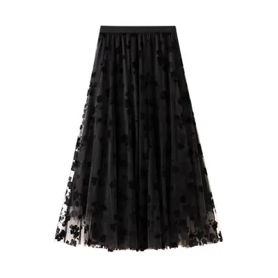 Image de Jupe Mi-Longue Plissée à Fleurs - Élégante & Tendance