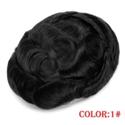 Image de Perruque Homme Cheveux Naturels Gris - Toupet Remy Ultra Fin