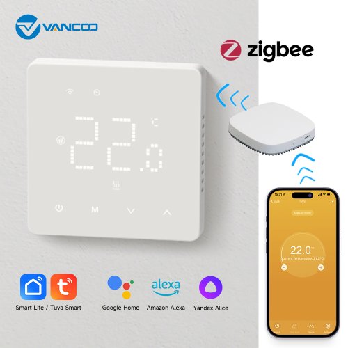 Immagine di Termostato Intelligente Zigbee Tuya Wi-Fi con Controllo Remoto per Riscaldamento a Pavimento, Caldaia a Gas e Acqua: Compatibile con Alexa e Google Home