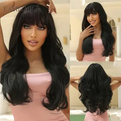 Image de Perruque Blonde Ombre Brune Ondulée - Style Platine avec Frange
