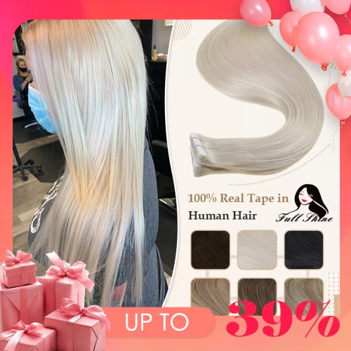 100% Remy Human Hair Tape-In Extensions – Straight Blonde, Double-Sided, Silky & Natural Look for Women