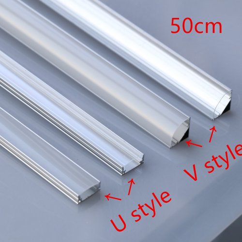 Zdjęcie 2-35 sztuk/lot Profil aluminiowy LED 0,5 m w kształcie litery U/V do taśm LED 5050 2835 Uchwyt kanału lampy Szafka Lampa Szafa kuchenna