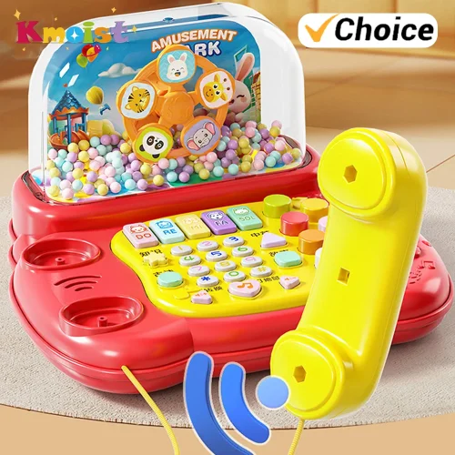 Afbeelding van Elektrische Telefoon Speelgoed met Cartoon Piano, Muziek en Licht - Multifunctioneel Muzikaal Leren Speelgoed voor Kinderen, Ideaal als Kerstcadeau