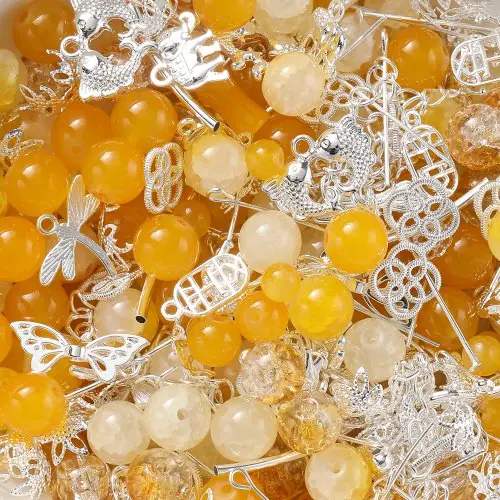 Image de Lot de perles de verre et pendentifs métal - Création de bijoux