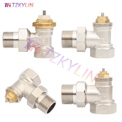 Immagine di Valvola per radiatore in ottone di tipo angolare DN15/DN20/DN25 (1/2" 3/4" 1") per valvola di controllo della temperatura dei sistemi HVAC