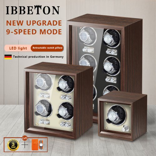 Image of Ibbeton Luxury Wood Watch Winder with 2/4/6 Slots – High-End Automatic Watch Box Featuring Mabuchi Silent Motor, Elegant Storage Cabinet for Men's & Women's Timepieces