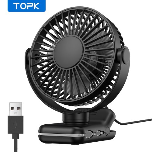 Imagen de TOPK Mini ventilador portátil con clip, ventilador de escritorio USB, viento silencioso de 3 velocid...