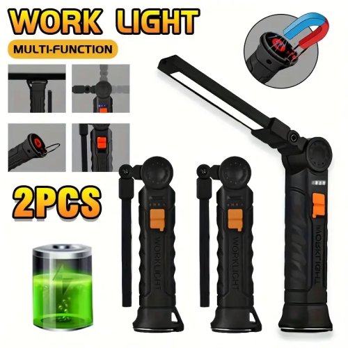 Bild von Multifunktionale Faltbare Arbeitsleuchte – Tragbare Wiederaufladbare Taschenlampe mit Haken und Magnet für Camping, Outdoor, Autoreparatur und Notfälle