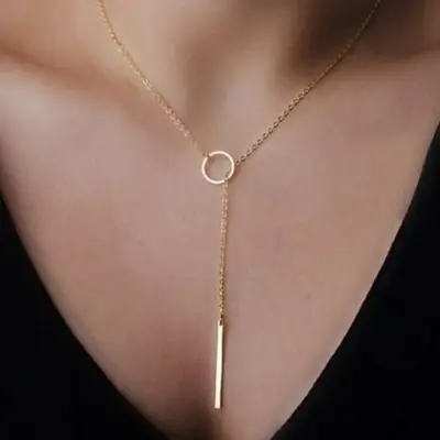 Image de Collier Minimaliste Femme - Pendentif Rond & Chaîne Feuilles