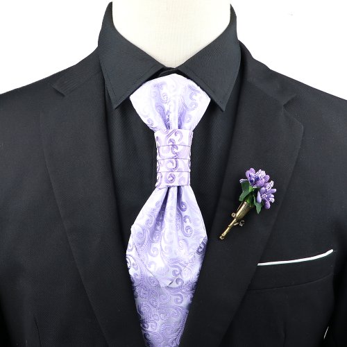 Zdjęcie Elegancki zestaw broszek męskich w stylu paisley – krawat z regulowanym paskiem w kolorach czerwonym, czarnym i niebieskim, idealny do garnituru, smokingu i uroczystości ślubnych