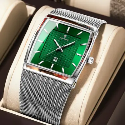 Image de Montre Homme Étanche avec Luminothérapie - Design Rectangle Acier Inoxydable