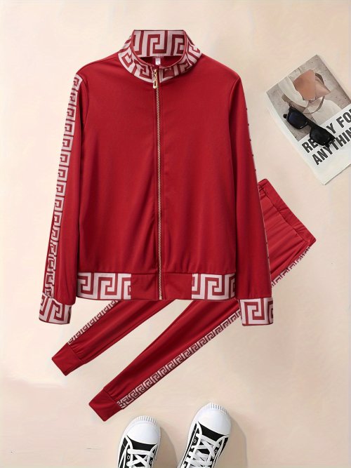 Imagen de Conjunto de Moda para Mujer 2025 con Estampado y Costuras Detalladas, Diseño Europeo y Estilo Americano, Dos Piezas Elegantes para Ocasiones Casuales