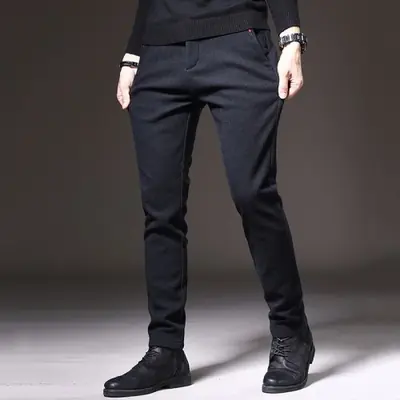 Image de Pantalon Homme Slim Bleu Gris - Élégant & Décontracté