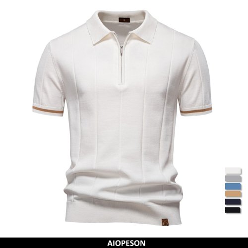 Zdjęcie Męska koszulka polo z zamkiem błyskawicznym – elegancka, sportowa i slim fit, idealna na co dzień i do pracy