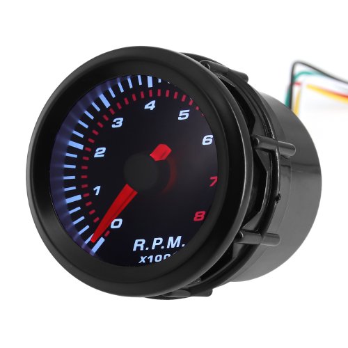 Afbeelding van 2 ''52mm Rook Lens Auto Toerenteller Witte LED Rood Licht 0-8000 RPM Meter Auto Tacho Gauge voor 1-8 Cilinders Universele Voertuigen