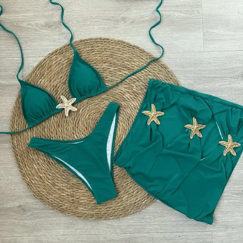 Image de Bikini 3 Pièces Étoile de Mer Noir - Tendance 2024
