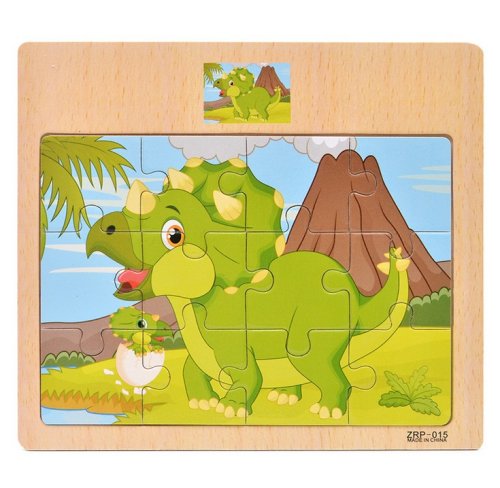 Zdjęcie Gorąca sprzedaż 12/9 sztuk puzzle drewniane dzieci dziecko drewno kreskówka pojazd zwierzęta nauka zabawki edukacyjne dla dzieci prezent