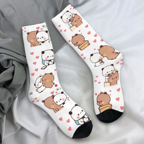 Immagine di Calzini Uomo Coreani con Design Orso e Panda Bubu Dudu, Cuore d'Amore e Palloncino – Morbidi, Anti-Sudore, Ideali per Sport All'Aperto e Stile Autunnale