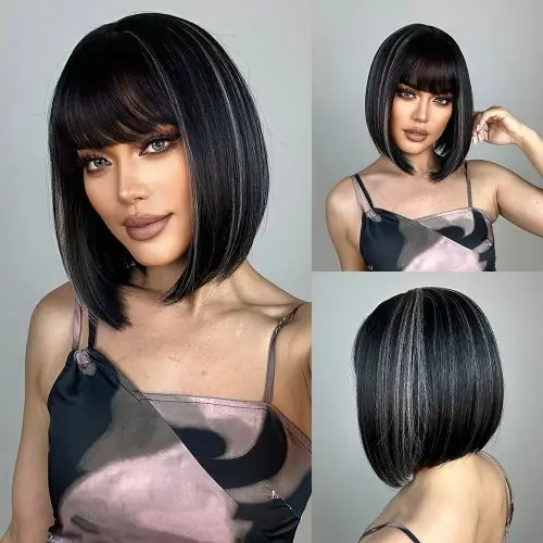 Image de Perruque Bob Blonde Ombré - Style Naturel & Élégant