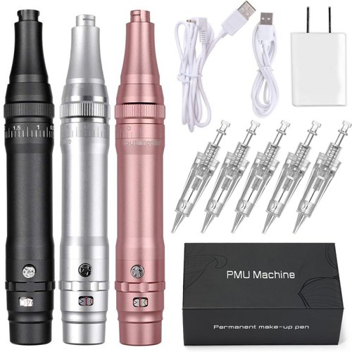 Imagen de Kit Profesional de Maquillaje Permanente Inalámbrico con Máquina PMU para Cejas, Ojos y Labios - Microblading, Delineado y Microsombreado