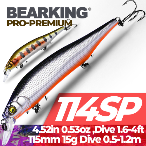 Zdjęcie 11.5cm 15g Bearking 2019 New Arrival gorąca sprzedaż Minnow twarda przynęta na ryby przynęta gorący sprzęt wędkarski sztuczne przynęty przynęta
