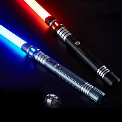 Zdjęcie Miecz Świetlny Metalowy z Efektami Dźwiękowymi i RGB – Zabawka Laserowa dla Dzieci, 7 Kolorów, Soundfonts, Force FX, Blaster Jedi – Idealny Prezent