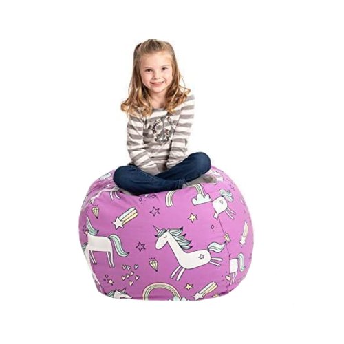 Immagine di Set di pouf portaoggetti per giocattoli di peluche stampati per bambini Comodo divano pigro Beanbag ...