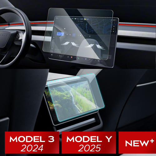 Afbeelding van Gehard glas filmbeschermer voor nieuwe Tesla Model Y Launch 2025 Model 3 Highland 2024 achterste rij middenbediening beschermend