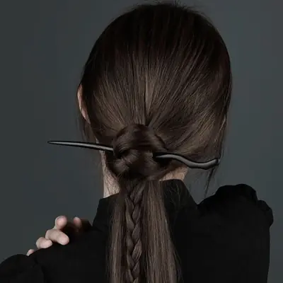 Image de Épingle à Cheveux Vintage en Bois Noir - Style Chinois Élégant