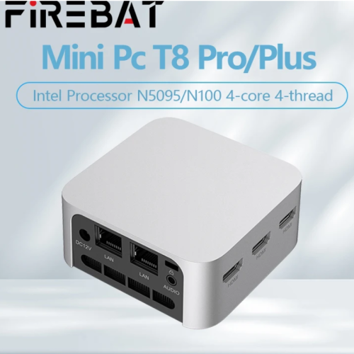 Immagine di PC Mini Firebat T8 Pro con Processore Intel N100, Windows 11, 16GB DDR5, 512GB SSD, Doppia Porta Gigabit Ethernet, WiFi 5 e Bluetooth 4.2, Supporto 4K HD - Computer Multifunzione Compatta e Potente