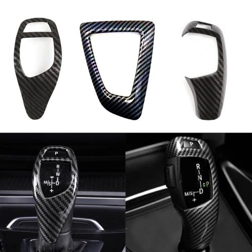 Afbeelding van Koolstofvezel Textuur Accessoires voor BMW F30, F10, F15, F07, F20, F21, F22, F32, F34, F35 en 5GT - Versnellingspook Panel, Frame, Pookknop Cover en Hoofd Trim